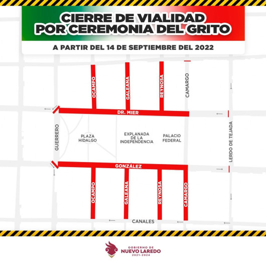 Cierran calles por ceremonia del Grito de Independencia 