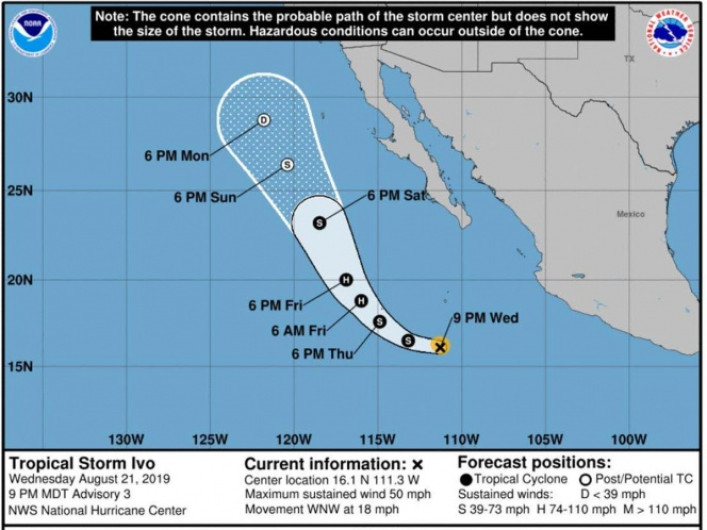 Activan alerta azul por tormenta tropical “Ivo”