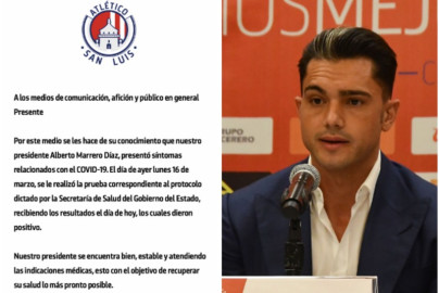 Presidente del Atletico de San Luis da positivo a Covid-19 