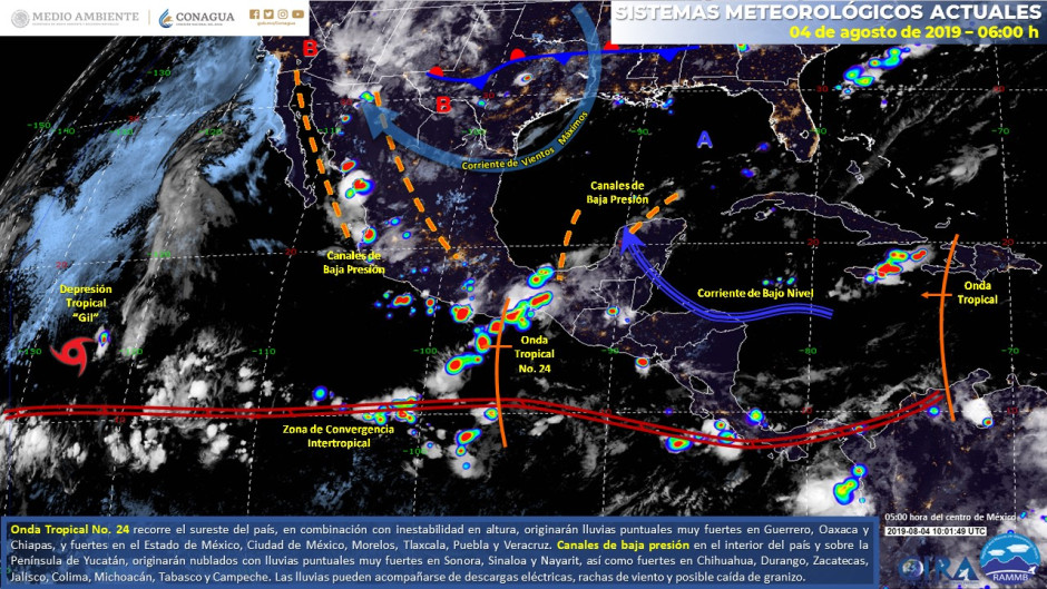 Lluvias puntuales en gran parte del país