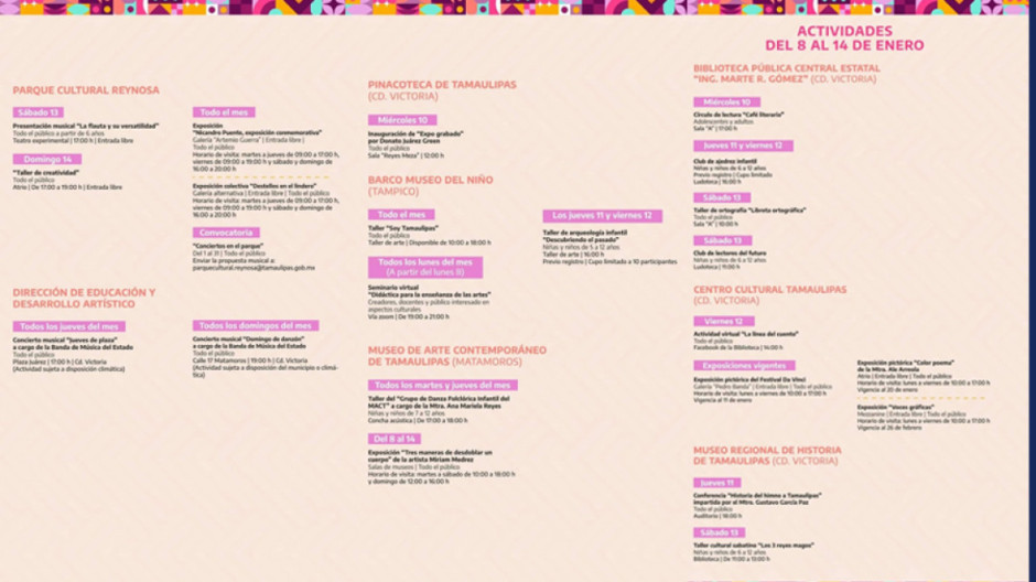 ITCA presenta la agenda cultural de enero 2024