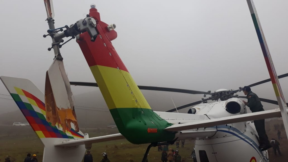 Helicóptero del presidente Evo Morales aterriza de emergencia por falla mecánica 
