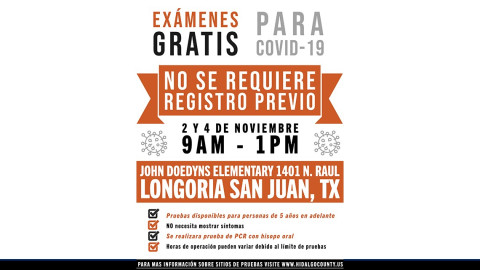 Realizarán pruebas gratuitas de COVID-19 en San Juan, Texas