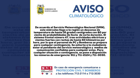 Autoridades llaman a tomar precauciones ante descenso de la temperatura