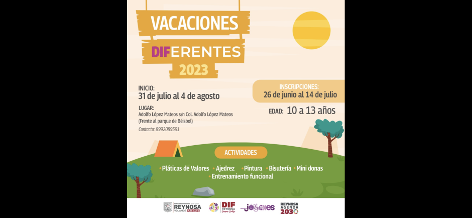 Realizará DIF Reynosa Campamento de Verano 2023