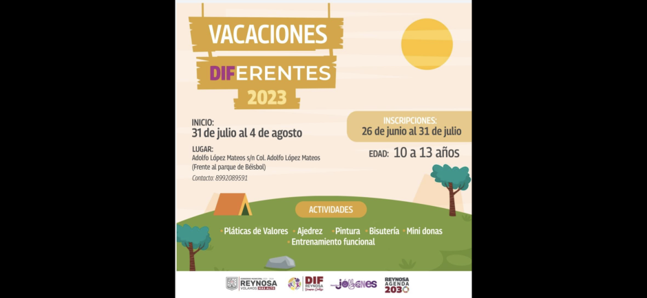 Iniciará DIF Reynosa Campamento de Vacaciones DIFerentes 2023