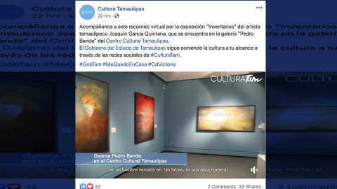 Promueve Cultura Tamaulipas espacios, artistas y talleres en línea