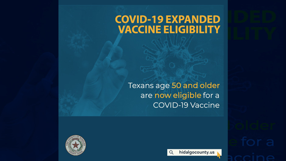 Condado de Hidalgo comenzará a partir del lunes vacunación en adultos mayores de 50 años