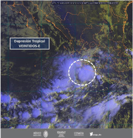 Se forma la depresión tropical 22-E en el Pacífico