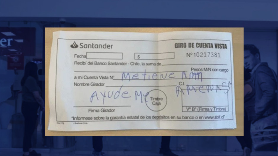 Hombre secuestrado pide ayuda en ficha bancaria y es rescatado 