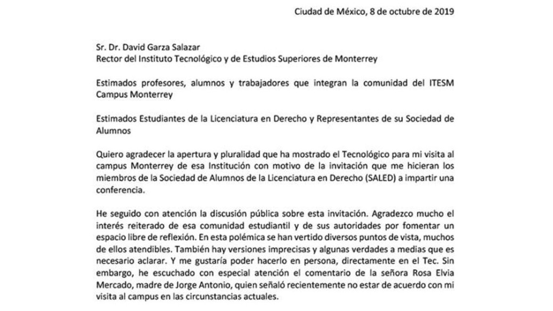 Cancela Felipe Calderón conferencia en el Tec de Monterrey