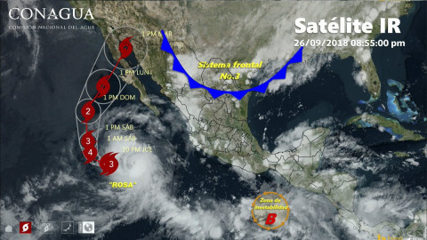 Huracán Rosa categoría 4 se acerca a costas de Baja California Sur