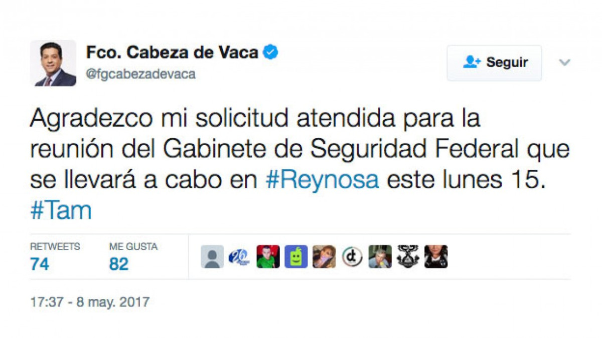 Sesionará Gabinete de Seguridad Nacional en Reynosa el lunes 15 de mayo con Osorio Chong