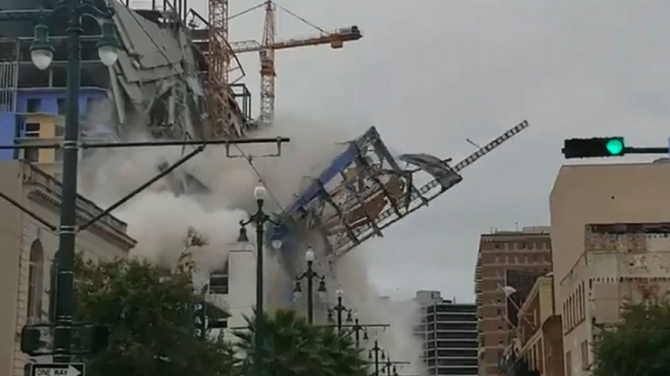 Colapsa parte de un hotel en Nueva Orleans
