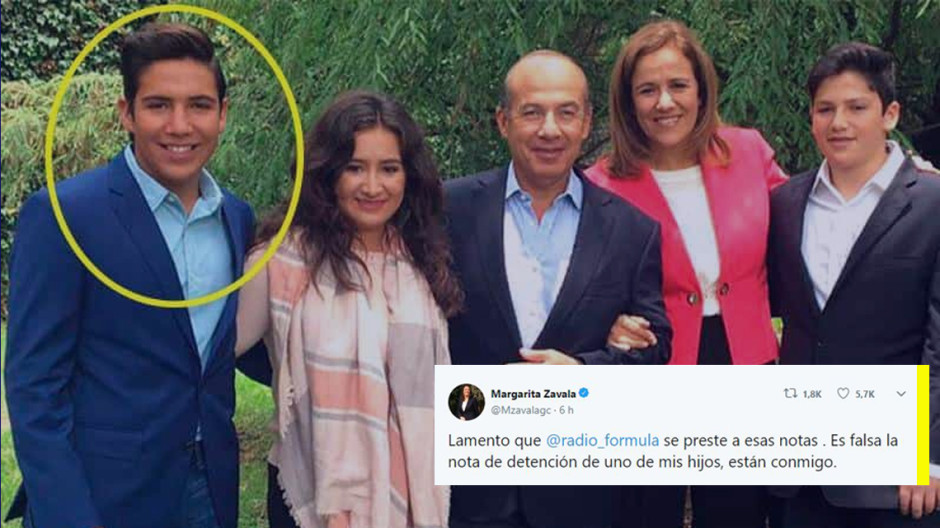 Margarita Zavala desmiente que su hijo haya sido detenido en EU