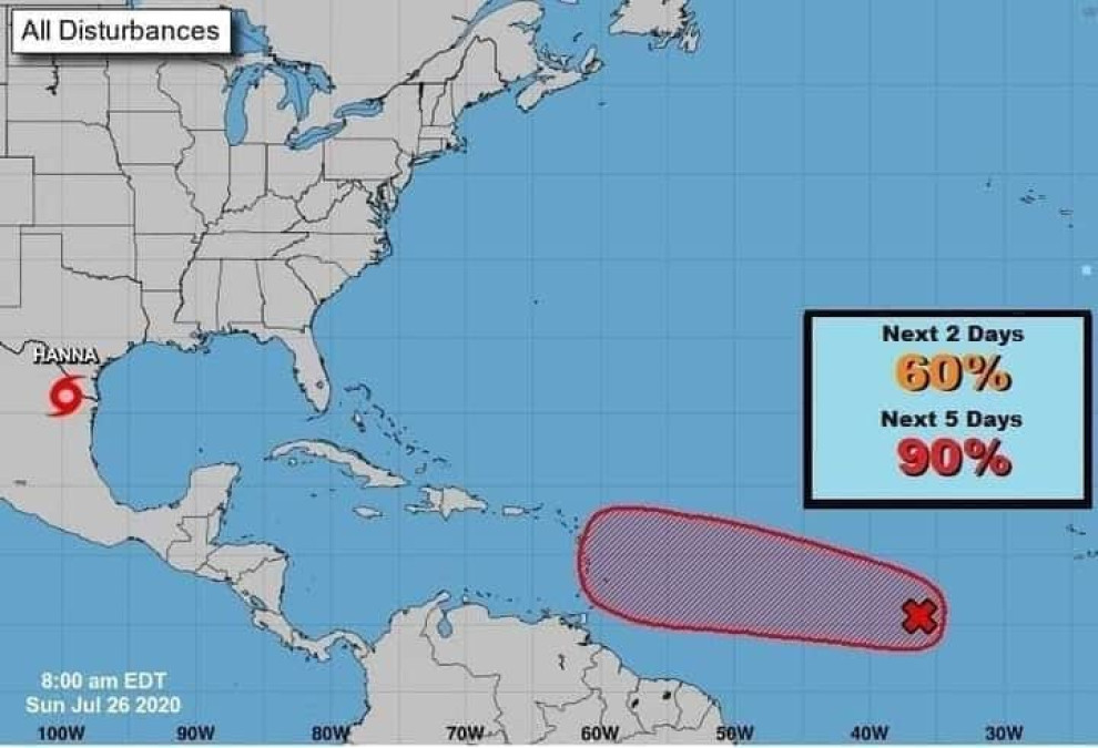 Mantiene EU vigilancia a posible formación de la tormenta tropical 'Isaías' 