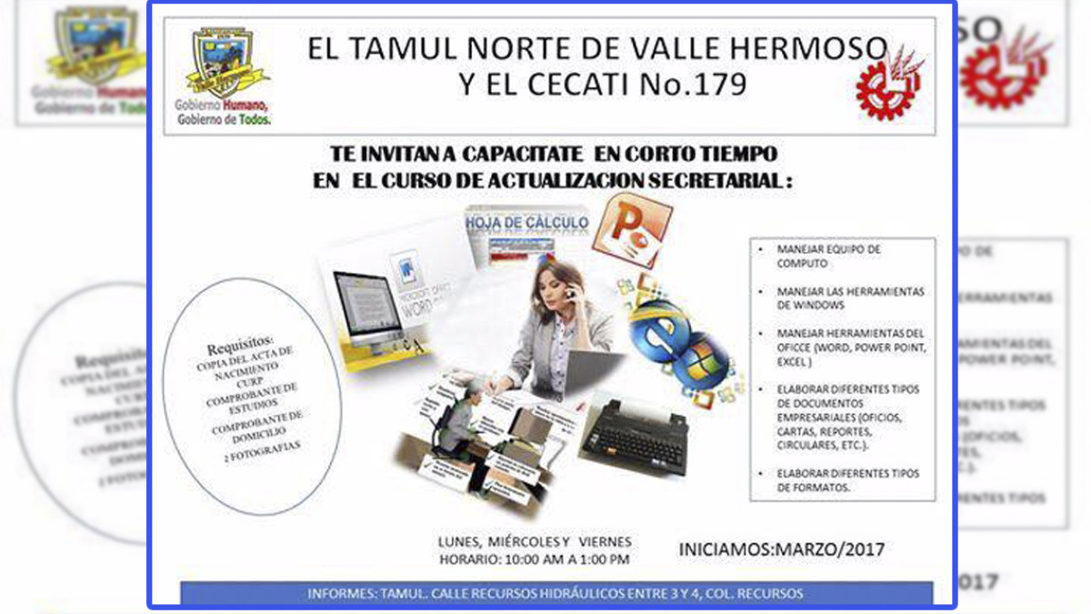 Invitan a capacitarse al curso de actualización secretarial en VH