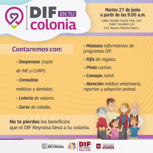 Atenderá DIF Reynosa a familias de la Nuevo México-ITAVU