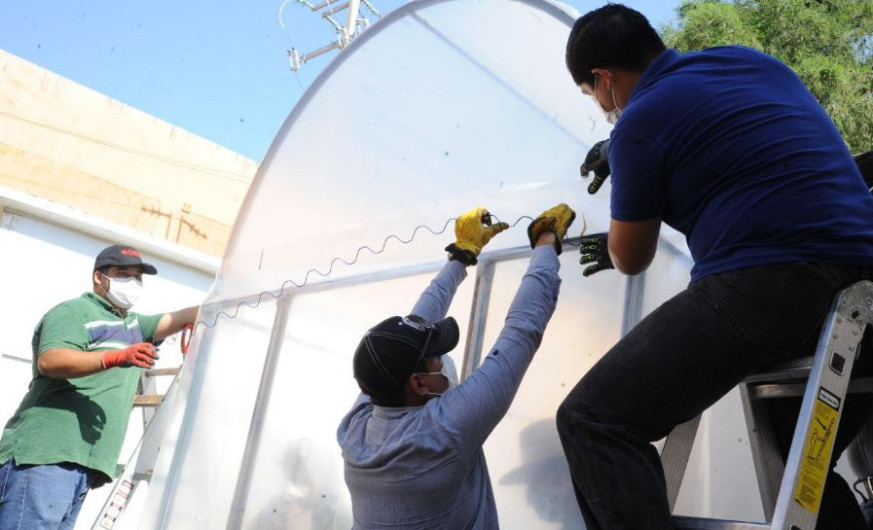 Se instalan en Tamaulipas 38 túneles sanitizantes  en áreas del sector salud estatal