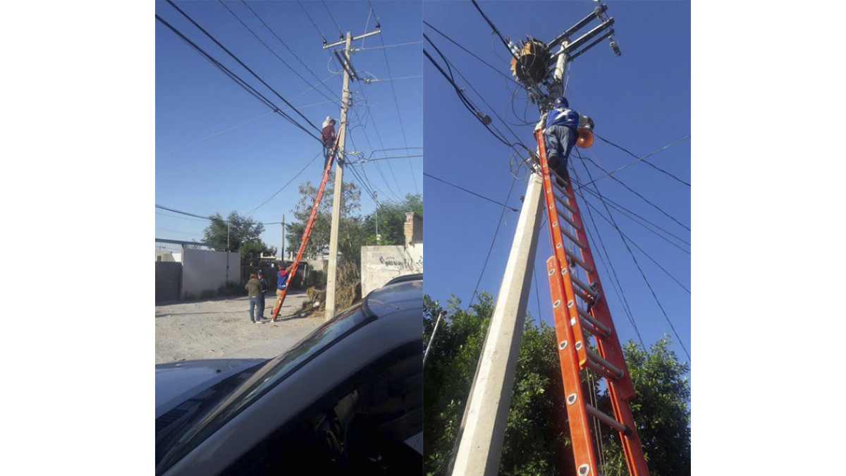 Reparan de lámparas en colonia La Presa