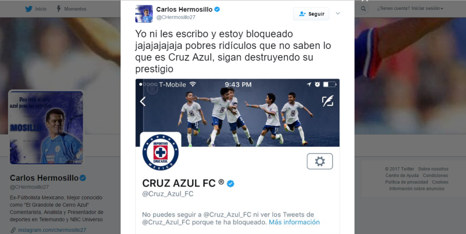 Cruz Azul bloquea en Twitter a Carlos Hermosillo y a Xóchitl Gálvez