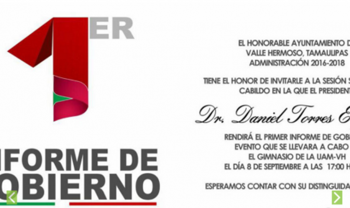 Gobierno de Valle Hermoso invita a su primer informe