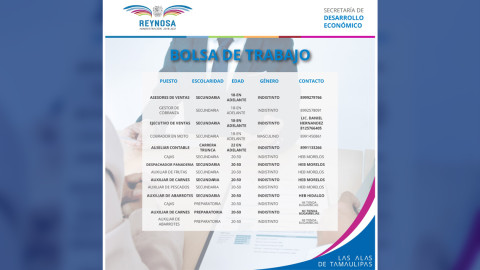 Gestiona Gobierno de Reynosa empleos en comercio, industria y servicios