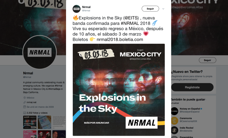 El Nrmal confirma a Explosions in the Sky
