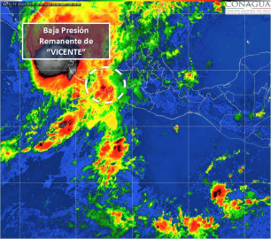 “Vicente” se disipa en tierra sobre Michoacán