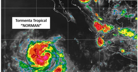 Tormenta tropical Norman se ubica al suroeste de la Península de BC 