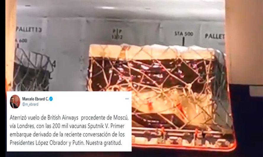 Llegan 200 mil vacunas Sputnik V a México