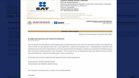 Por bloqueos, se supenden operaciones de importación y exportación en Reynosa; Se realizarán en Matamoros