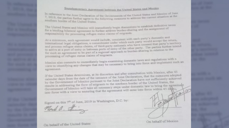 Publican texto del supuesto 'acuerdo secreto' entre México y EU