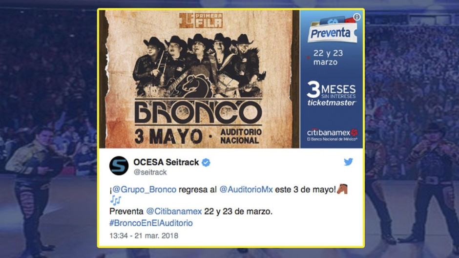 Bronco regresará en mayo al Auditorio Nacional