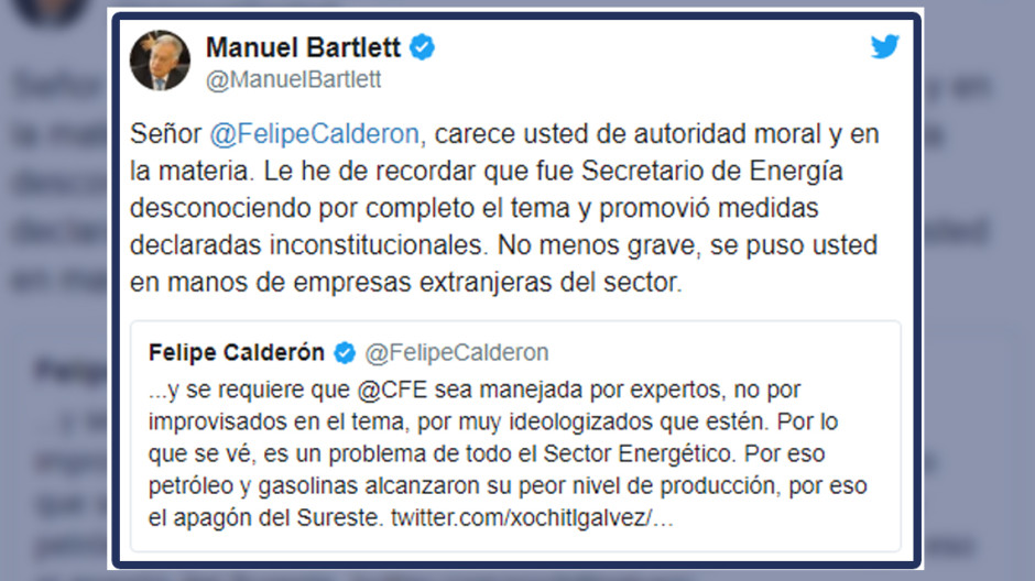El roce en Twitter de Bartlett y Calderón