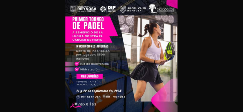Invita DIF Reynosa a participar en el Primer Torneo de Pádel a beneficio de sobrevivientes de cáncer de mama