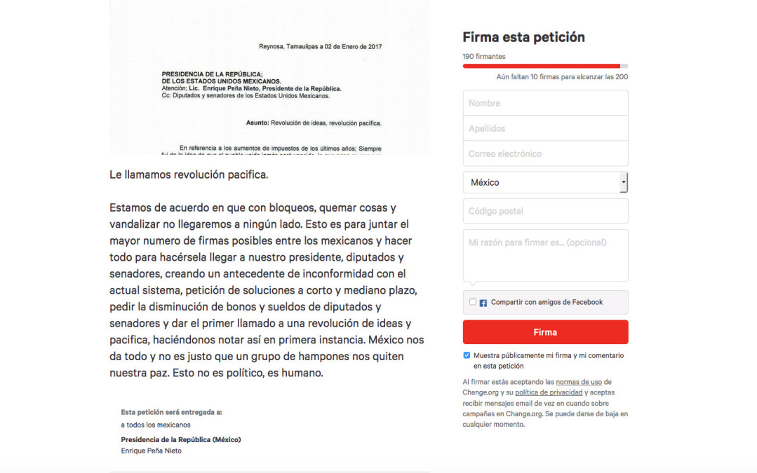 Ciudadanos impulsan "revolución pacífica"